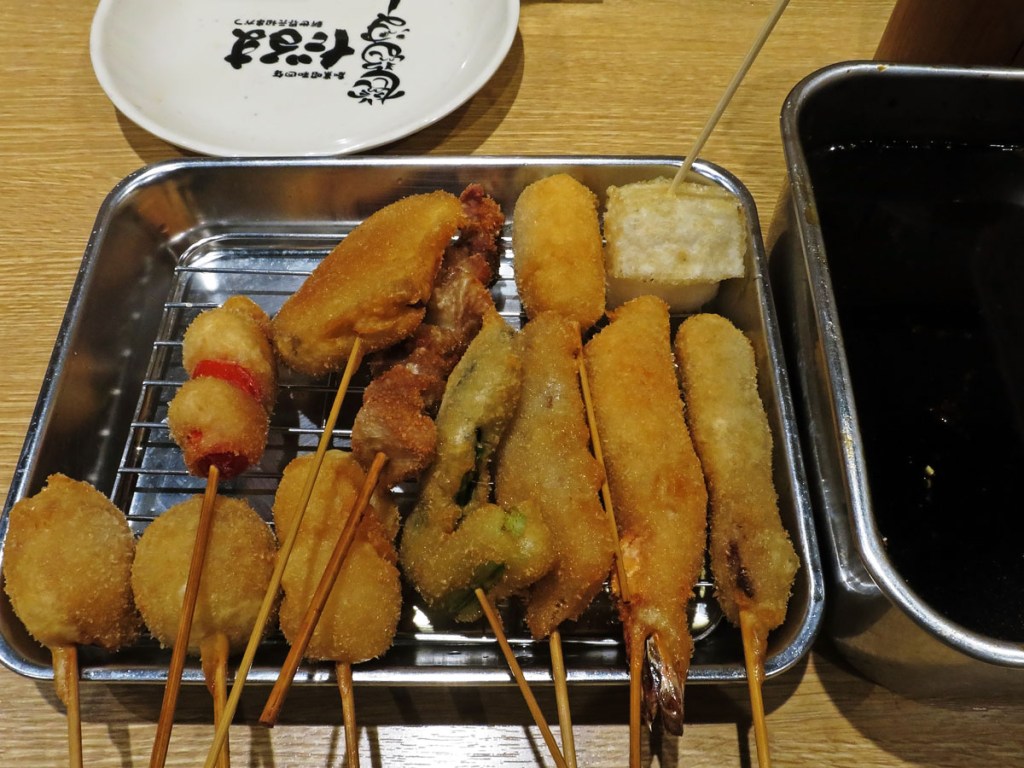 Kushikatsu assortment at Daruma, a chain in Osaka