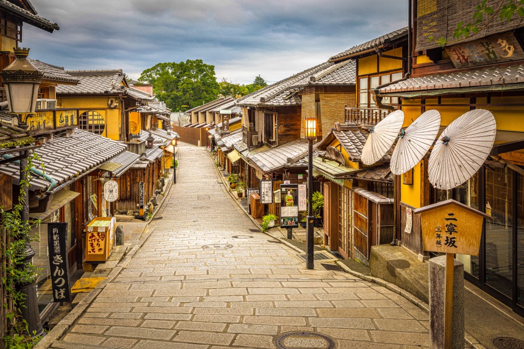 Pedestrian road (Ninenzaka) leading to Kiyomizu Temple, Kyoto, Japan